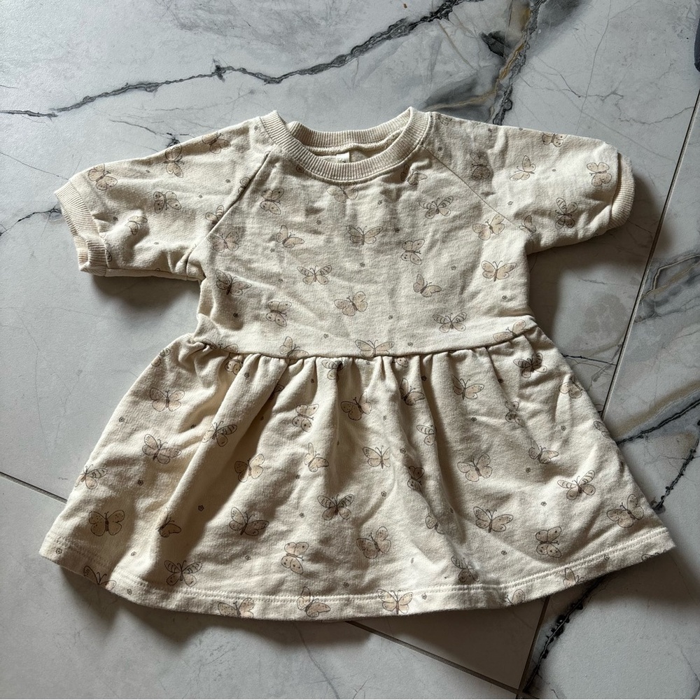 Rylee + Cru Cream Dress with Butterfly Design